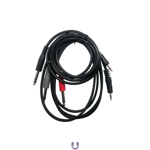 2 PC 3 FT Dual 1/4 TS to 1/8 TRS Aux Cable, 5 FT 1/4 TRS to 1/8 TRS Cable - Nova Sound
