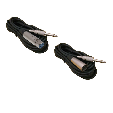 25 FT XLR 1/4 TS to XLR Male Female 2 PC Set - Nova Sound