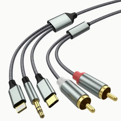 4 FT RCA to Universal 1/8 Lightning USB C - Nova Sound