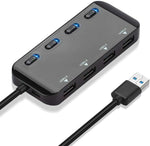 USB A 4 Port Hub w On Off Switches - Nova Sound